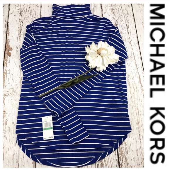 Michael Kors Tops - 💕SALE💕 NWT Michael Kors Blue Striped Turtleneck